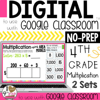 Preview of Google Classroom Multiplication Using Area Models 