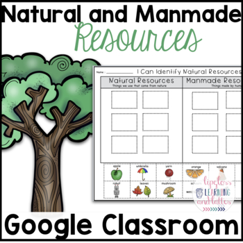 Preview of Google Classroom Natural and Manmade Resources Worksheets