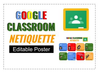 Preview of Google Classroom Netiquette Poster | Google Slides | Editable