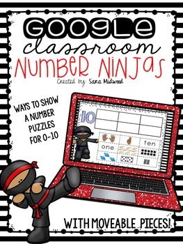 Preview of Google Classroom Ninja Number Puzzles 0-10 | Distance Learning