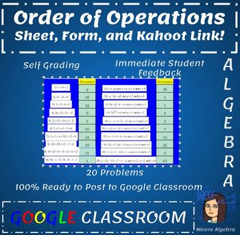Preview of Google Classroom - Order of Operations and Evaluating Expression