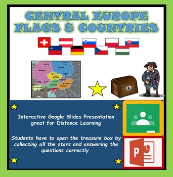 Preview of Google Classroom + PPT: Distance Learning: Central Europe Countries & Flags