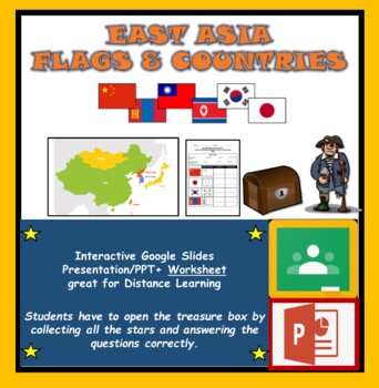 Preview of Google Classroom + PPT: Distance Learning: Eastern Asia Countries & Flags