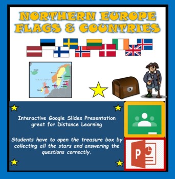 Preview of Google Classroom + PPT: Distance Learning: Northern Europe Countries & Flags