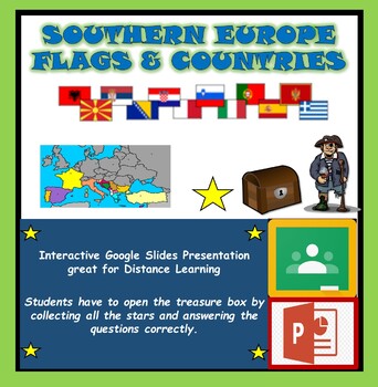 Preview of Google Classroom + PPT: Distance Learning: Southern Europe Countries & Flags