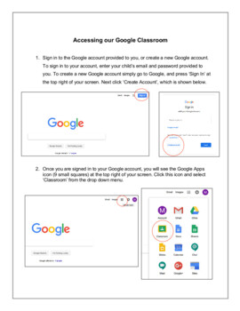 Preview of Google Classroom Parent Instructional Guide With Pictures- Distance Learning