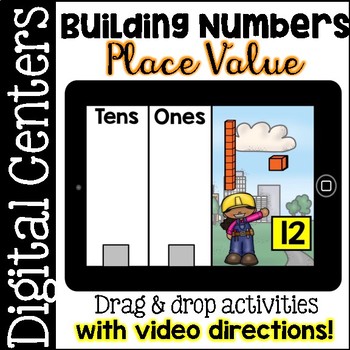 Preview of Digital Centers - Place Value ( Google Classroom & One Drive - Drag and Drop )