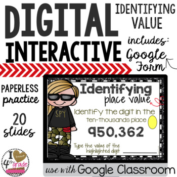 Preview of Google Classroom Place Value Identify Value Distance Learning