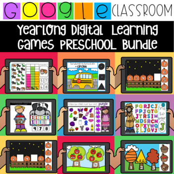 Preview of Google Classroom™ Preschool MEGA ELA and Math Growing Bundle
