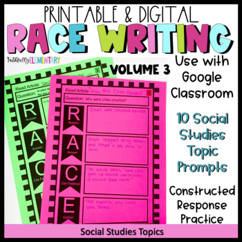 Preview of Digital RACE Writing Strategy Upper Elementary Social Studies Topics