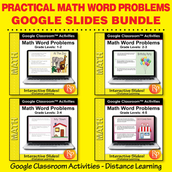 Preview of Math Word Problems BUNDLE - Grades 1-5 | Sequential Lessons - GOOGLE Activities