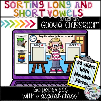 Preview of Google Classroom Sorting Long and Short Vowels in First Grade Distance Learning