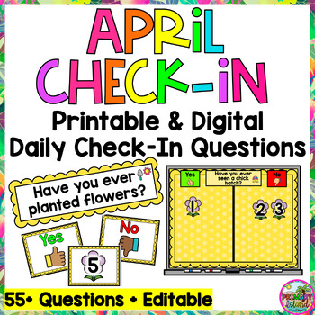 Preview of Spring Easter April Daily Check-in Question of the Day Printable AND Digital