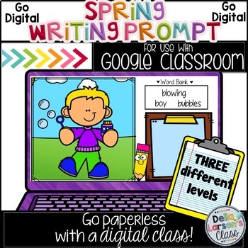 Preview of Google Classroom Spring Writing Prompts Distance Learning
