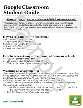 Google Classroom Student And Teacher Guide