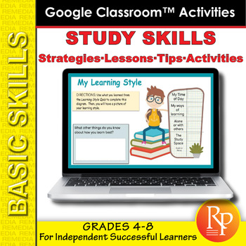Preview of Study Skills Strategies - Daily Lessons and Activities Digital Google Resource