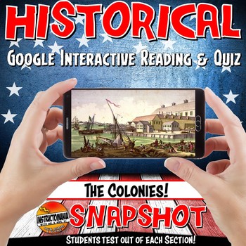 Preview of The 13 Colonies Digital Interactive Notebook Snapshot Activity Grades 6-8 & Quiz