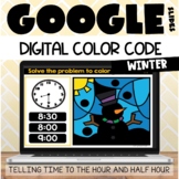 Google Classroom™ Winter Telling Time to the Hour and Half