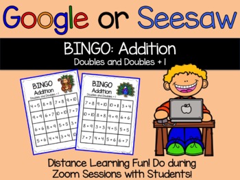 Preview of Google Classroom or Seesaw Digital Addition Doubles Bingo! {Distance Learning}