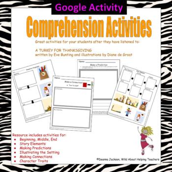 Preview of Google - Comprehension Activities using A Turkey for Thanksgiving