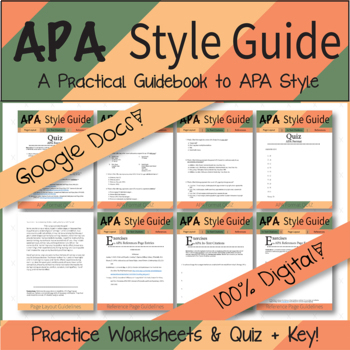Preview of Google Digital | APA Style Guide - Practice Worksheets & Quiz