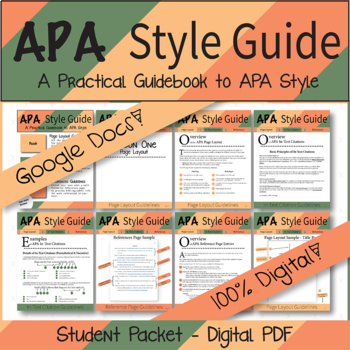 Preview of Google Digital | APA Style Guide - Student Resource Packet