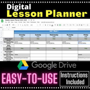 Preview of Google Digital Lesson Planner 