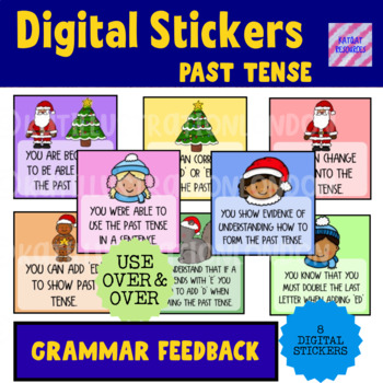 Preview of Google Digital Stickers Christmas -  Past Tense Grammar Grading - Verbs
