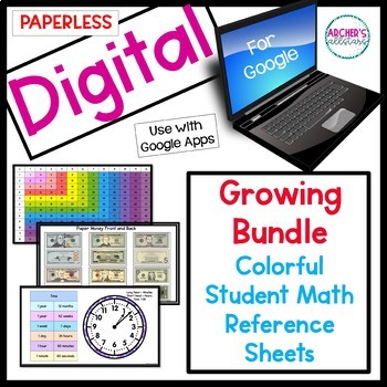 Preview of Google Digital Student Math Reference Sheets 3rd - 5th grade