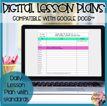 Preview of Google Doc-Daily Lesson Plan Template