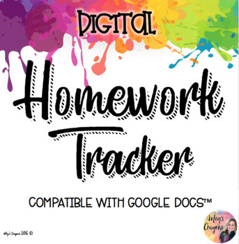 Preview of Google Doc- Homework Tracker