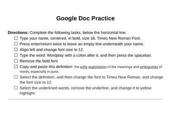 Preview of Google Doc Practice