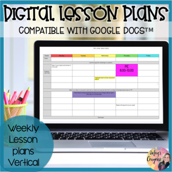 Preview of Google Doc-Weekly Lesson Plan Template