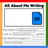 Google Docs ™︱All About Me Writing Template with Sentence 