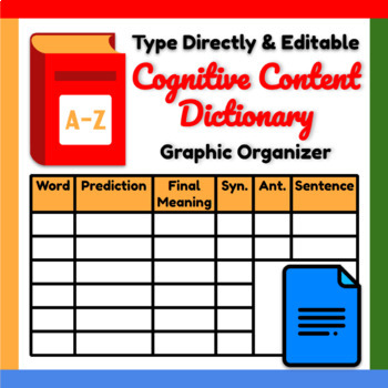 Preview of Google Docs ™︱Cognitive Content Dictionary Type Direct Graphic Organizer Chart