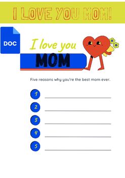 Preview of Google Docs Customizable Love Notes for Mom: A Mother’s Day Special