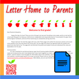 Google Docs ™︱Editable First Day Letter Home to Parents wi