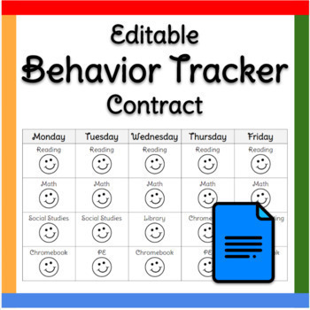 Preview of Google Docs ™︱Editable Smiley Daily Behavior Contract Tracker