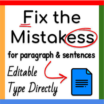 Preview of Google Docs ™︱Fix the Mistakes for Paragraphs and Sentences Type Direct Activity