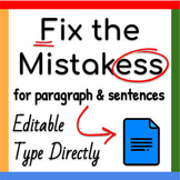 Google Docs ™︱Fix the Mistakes for Paragraphs and Sentence