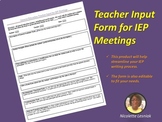 Google Docs: General Education Teacher IEP Input Form