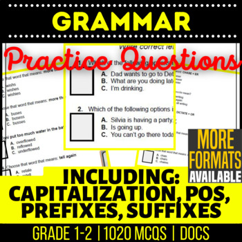 Preview of Grammar Google Docs Worksheets | Nouns Verbs Adjectives Pronouns K 1st 2nd Grade