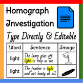Google Docs ™︱Homograph Practice Type Direct Graphic Organ