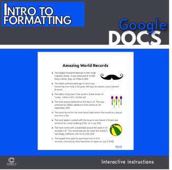 Preview of Google Docs - Intro to Formatting Activity