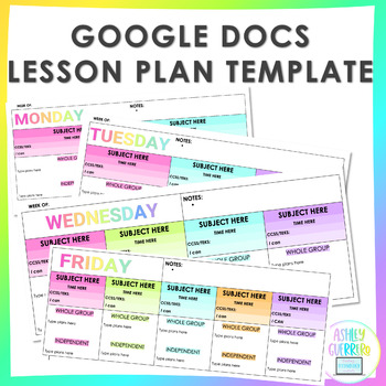 Preview of Google Docs Lesson Plan Template (EDITABLE)
