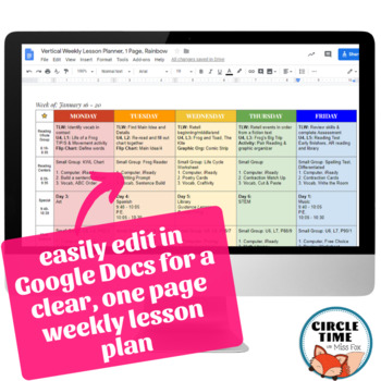 templates for google docs lesson planning