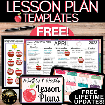 Preview of FREE Digital Lesson Plan Template Weekly & Monthly Calendar Google Slides