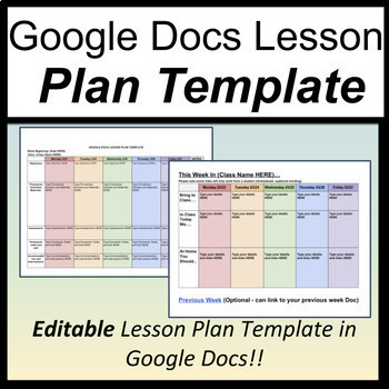 Preview of Google Docs Lesson Plan Template [Lesson Plan Template Editable Weekly] 