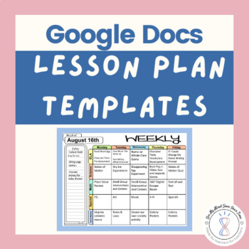 Preview of Google Docs Lesson Plan Templates - Bundle - 32 Lesson Planners