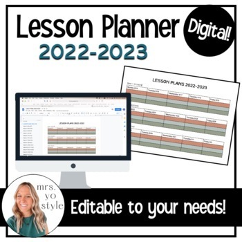 Preview of Google Docs Lesson Planner Templet | Customizable Digital Resource